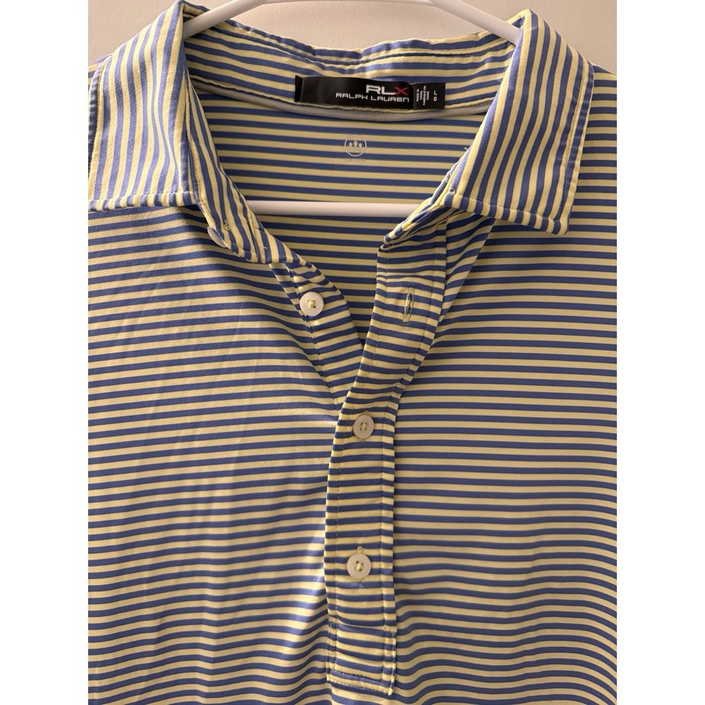 RLX Ralph Lauren Black Label Mens Short Sleeve Pink‎ Striped Polo Shirt Sz Large